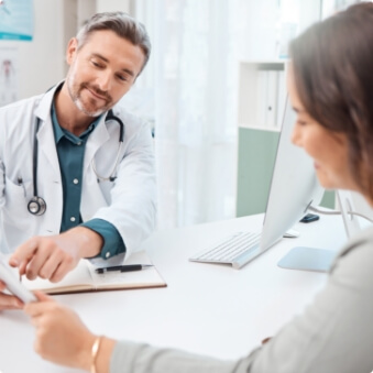 Doctor discussing results with a patient