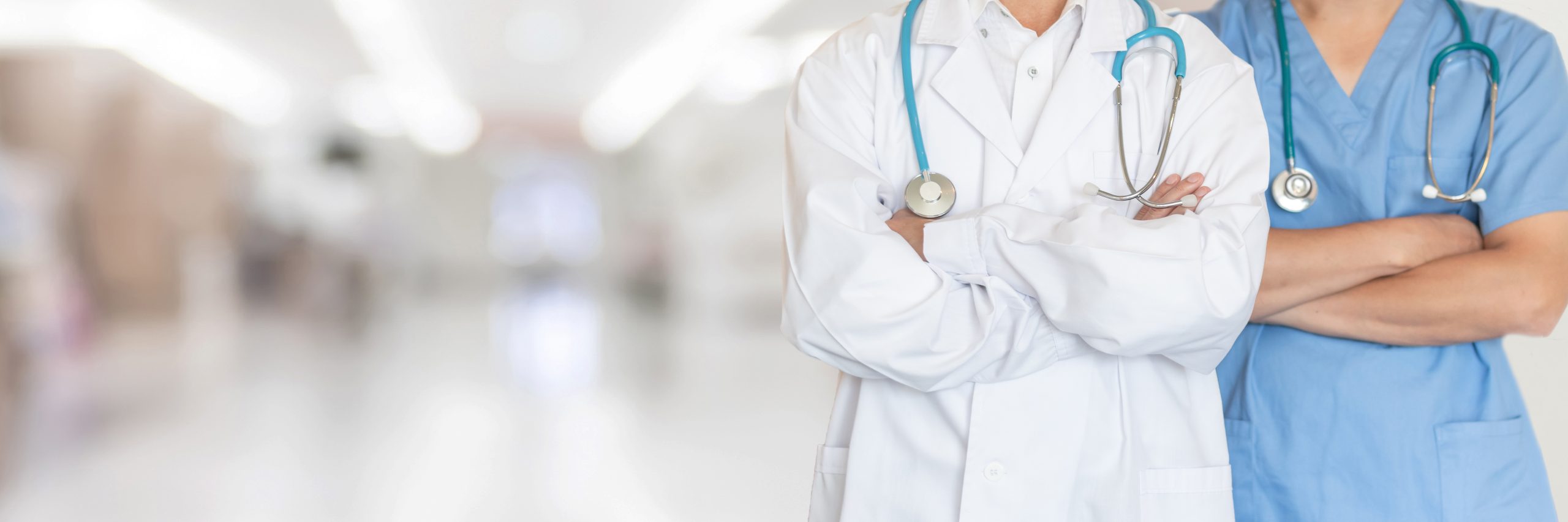 Two doctors standing in an emergency room